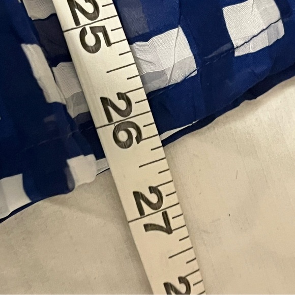 IC BY CONNIE K Sheer Subtle Navy, White Checkered Ruffle Collar Jacket Top - Picture 9 of 9